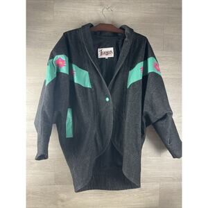 Diamond Leathers Denim And Leather Jacket Sz M South Western Made In USA